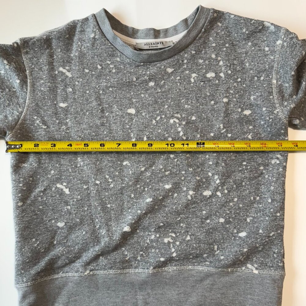 AllSaints Mabelle Cropped‎ Sweatshirt Women's XS Gray Distressed - Picture 7 of 7